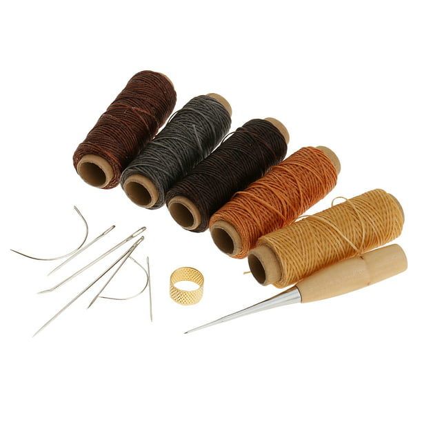 14pcs Leather Craft Punch Stitching Carving Sewing Thread Awl Thimble DIY Tool